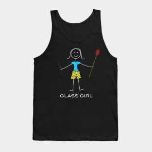 Funny Women Glassblowing Illustrated Glass Girl Stick Figure Tank Top